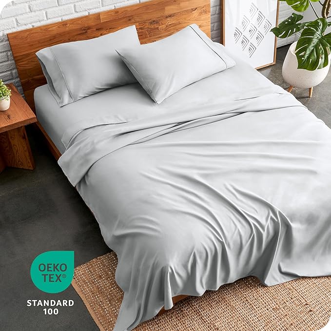 Bare Home Queen Sheet Set - 1800 Ultra-Soft Microfiber Queen Bed Sheets - Double Brushed - Deep Pockets - Easy Fit - 4 Piece Set - Bed Sheets (Queen, French Grey)