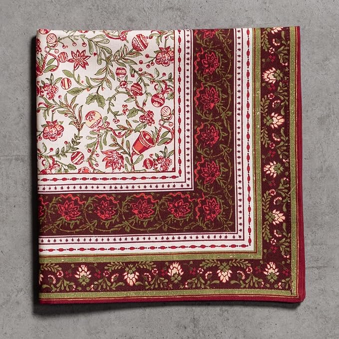 Maison d' Hermine Cloth Napkins Set of 4 100% Cotton Everyday Reusable Square Napkins Cloth Washable, Dinner, Party, Wedding, Restaurant (Reveillon Au Jardin, 20" x 20")