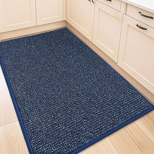 BEQHAUSE Kitchen Rugs 32"x48", Non-Slip Kitchen Mats for Floor, Super Absorbent and Stain Resistant Kitchen Rugs, Machine Washable Rugs for Kitchen, Hallway, Laundry & Sink, Blue