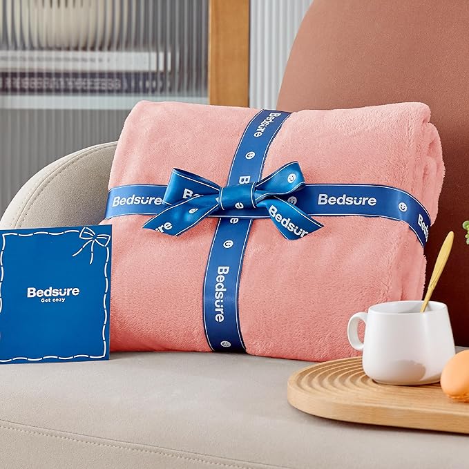 Bedsure GentleSoft Fleece Throw Blanket for Couch Pink - Lightweight Plush Fuzzy Cozy Soft Blankets and Throws for Sofa, 50x60 inches