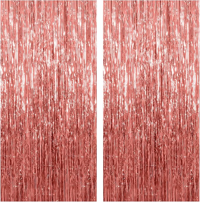 2 Pack Rose Gold Backdrop Birthday Decorations Foil Curtain Bachelorette Party Decor Rose Gold Decor Party Streamers Groovy Birthday Decorations Backdrop