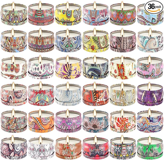 Scented Candle Gifts Set 36 Pack Soy Wax Travel Tin Jar Candles for Home 2.5 OZ Scented Candles for Mom for Christmas, Birthday, Thanksgiving, Mother's Day.