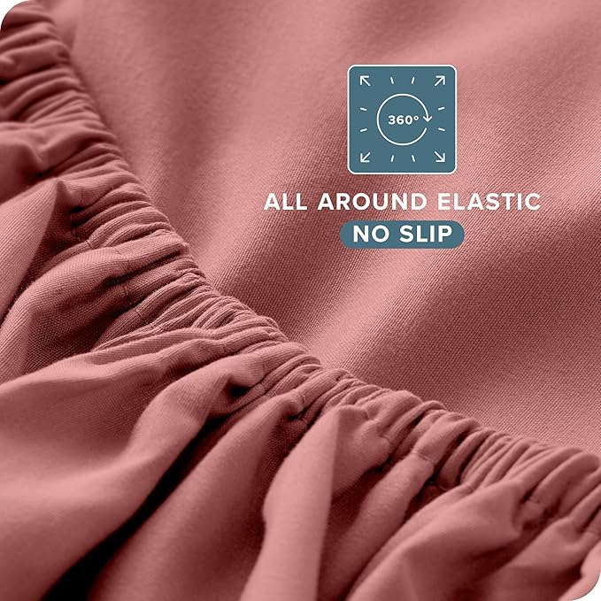 Bare Home Split King Sheet Set - 1800 Ultra-Soft Microfiber Bed Sheets - Double Brushed - Deep Pockets - Easy Fit - 5 Piece Set - Bed Sheets & Pillowcases (Split King, Dusty Rose)