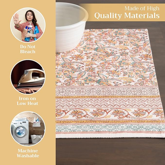 Maison d' Hermine Placemats Set of 4 100% Cotton Washable Cloth Place Mats, Reusable Table Mats for Kitchen Dining Decoration, Party, Wedding, Restaurant (Nila, 13" x 19")