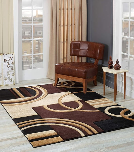 GLORY RUGS Area Rug Modern 8x10 Brown Soft Hand Carved Contemporary Floor Carpet with Premium Fluffy Texture for Indoor Living Dining Room and Bedroom Area