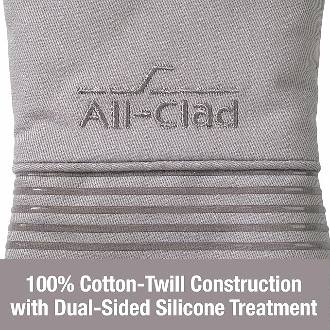 All-Clad Premium Silicone Oven Mitt: Heat Resistant to 500 Degrees - 100% Cotton & Silicone, 14"x7" Pot Holder for Kitchen and Barbeque, (1-Pack), Titanium Gray