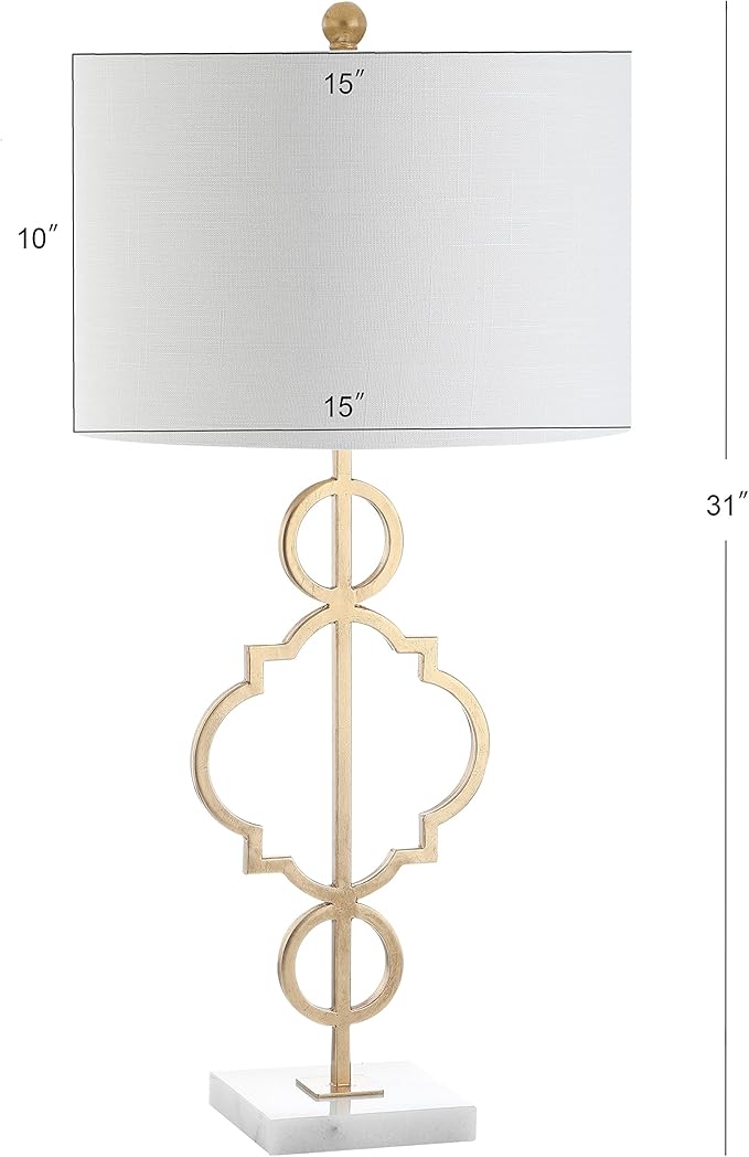 JONATHAN Y JYL3026A July 31" Metal LED Table Lamp Modern Contemporary Bedside Desk Nightstand Lamp for Bedroom Living Room Office College Bookcase LED Bulb Included, Gold/White