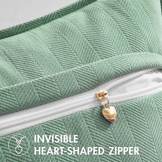 MIULEE Pack of 2 Greyish Green Decorative Pillow Covers 20x20 Inch Soft Chenille Luxurious Couch Throw Pillows Farmhouse Cushion Covers with Elegant Design for Sofa Bedroom Living Room Home Decor