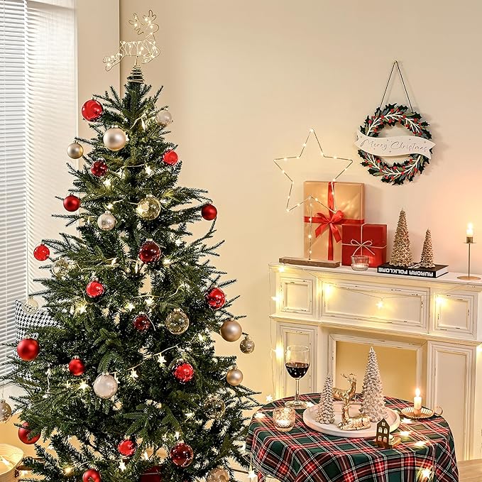 Champagne Glass Christmas Ball Ornaments for Tree, 2.36” Christmas Hanging Ornaments Set of 12 Xmas Baubles for Holiday Party Xmas Tree Decorations Gifts