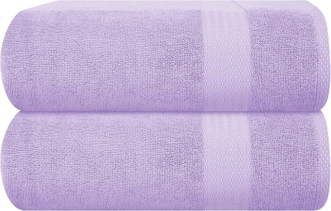GLAMBURG Premium Cotton Oversized 2 Pack Bath Sheet 35x70-100% Pure Cotton - Ideal for Everyday use - Ultra Soft & Highly Absorbent - Machine Washable - Purple