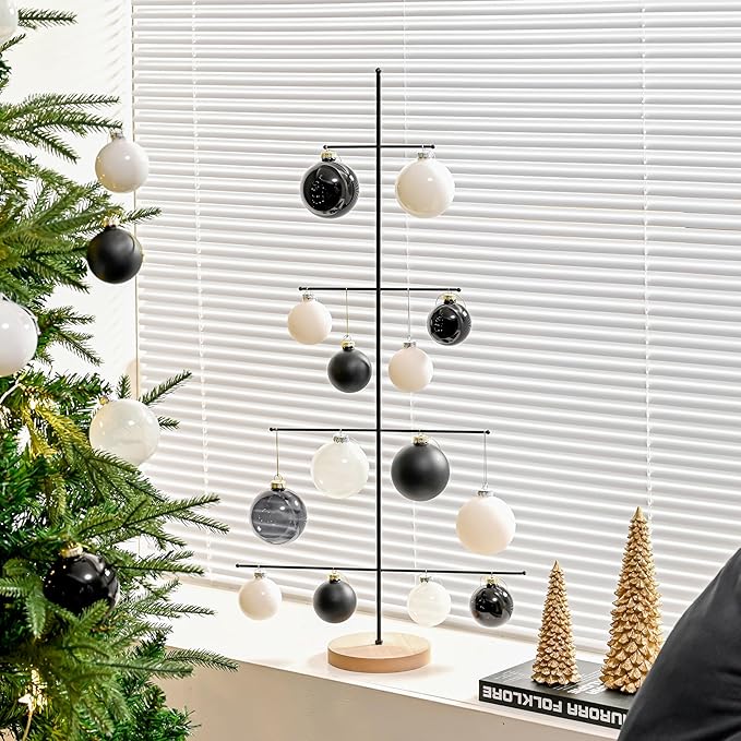 Black Glass Ornaments for Christmas Tree, Matte, Shiny, Clear Ball Ornaments, 12 Pcs Black Xmas Balls for Home Decoration, Thanksgiving, Party, DIY Gift