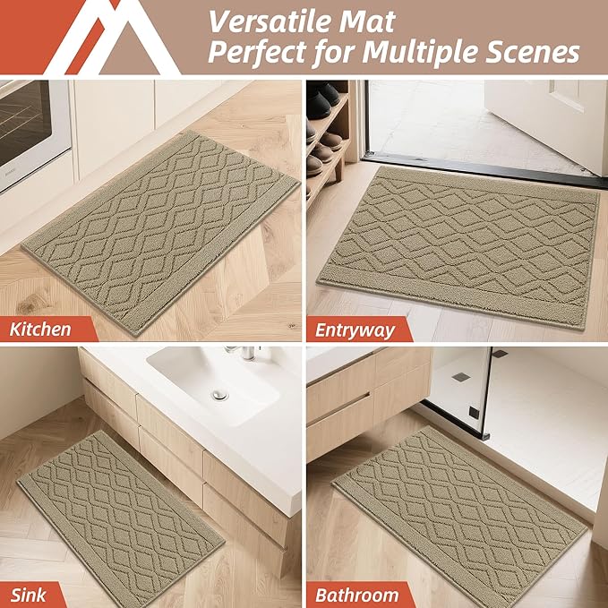 COSY HOMEER-Kitchen-Rugs-and-Mats 20"x30" Non Slip Kitchen Mats for Floor Absorbent Kitchen Rug Washable Kitchen Standing Floor Mat for Sink Mat,Throw Rug,Entry,Laundry,Beige
