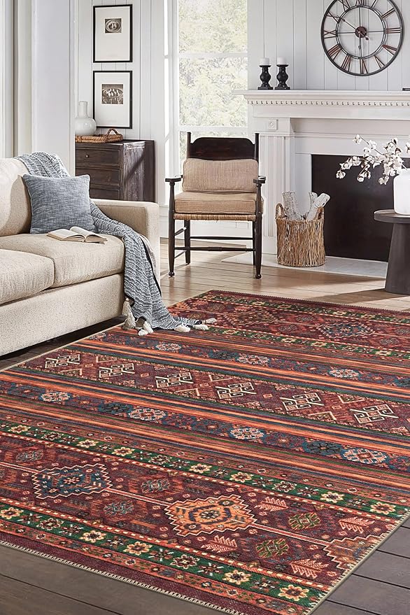 Keen Home Design 10x14 Rug - Machine Washable Area Rug with Non-Slip Backing, Ideal for Living Room, Dining Room, Bedroom - Vintage, Easy Clean, Durable, Low Pile Rug - (9'7" x 14')