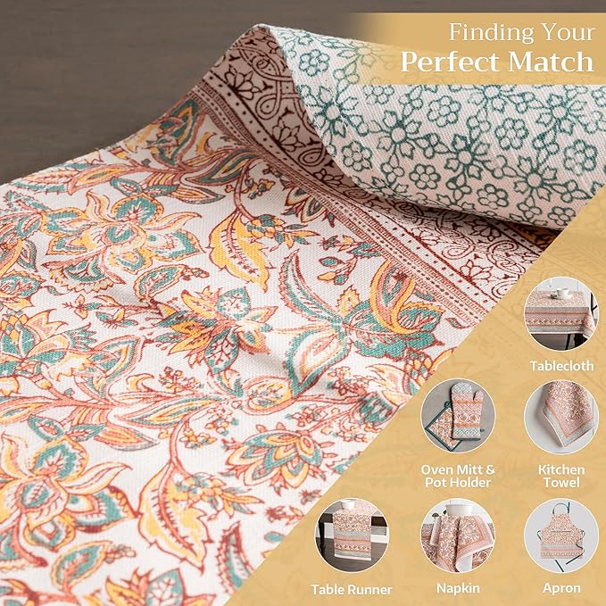 Maison d' Hermine Placemats Set of 4 100% Cotton Washable Cloth Place Mats, Reusable Table Mats for Kitchen Dining Decoration, Party, Wedding, Restaurant (Nila, 13" x 19")