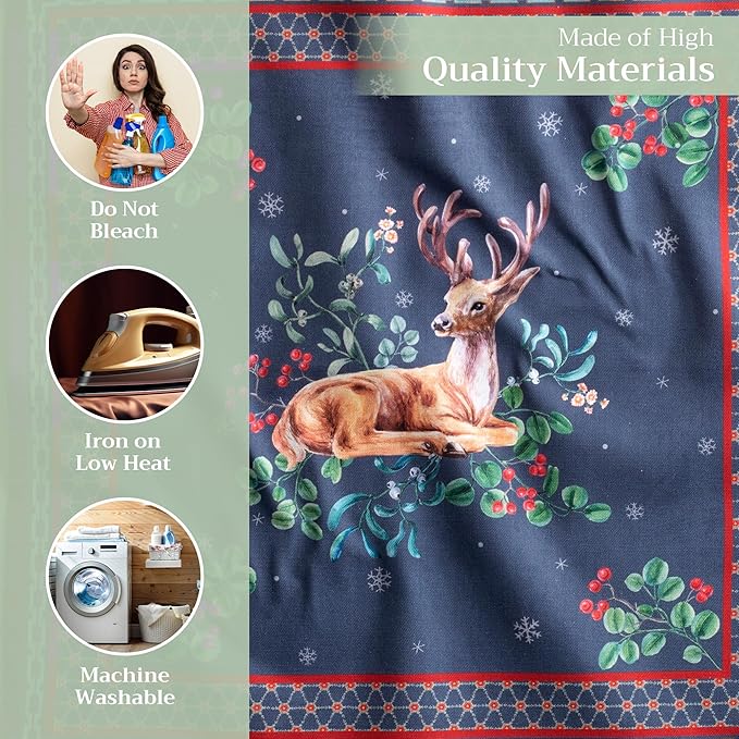 Maison d' Hermine Cloth Napkins Set of 4 100% Cotton Everyday Reusable Square Napkins Cloth Washable, Dinner, Party, Wedding, Restaurant (Christmas Joy, 20" x 20")