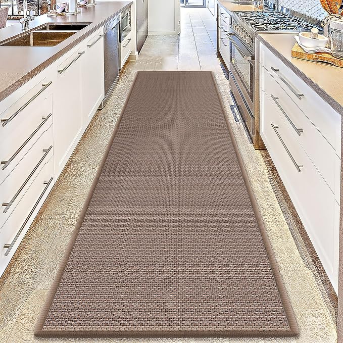 GOYLSER Hallway Runner Rug Mat Non Slip, Water Absorbent Floor Rug Carpet with Rubber Backed, Farmhouse Runner for Entryway Porch Backyard Dining Room, Light Brown