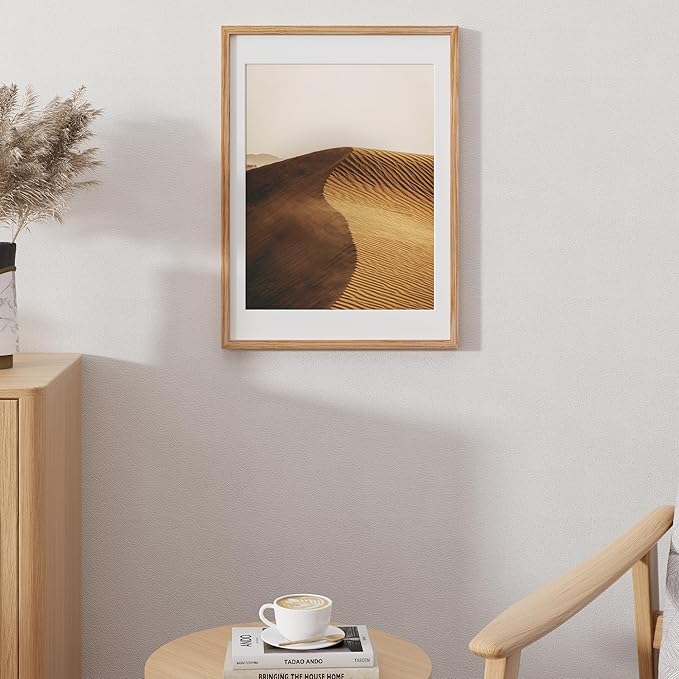 Fun Memories Natural Oak 16x22 Picture Frame with Real Glass, Matted to 14x18, Wall Frame (1 Pack)