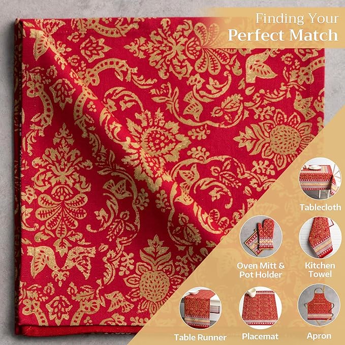 Maison d' Hermine Cloth Napkins Set of 4 100% Cotton Everyday Reusable Square Napkins Cloth Washable, Dinner, Party, Wedding, Restaurant (Sofia, 20" x 20")