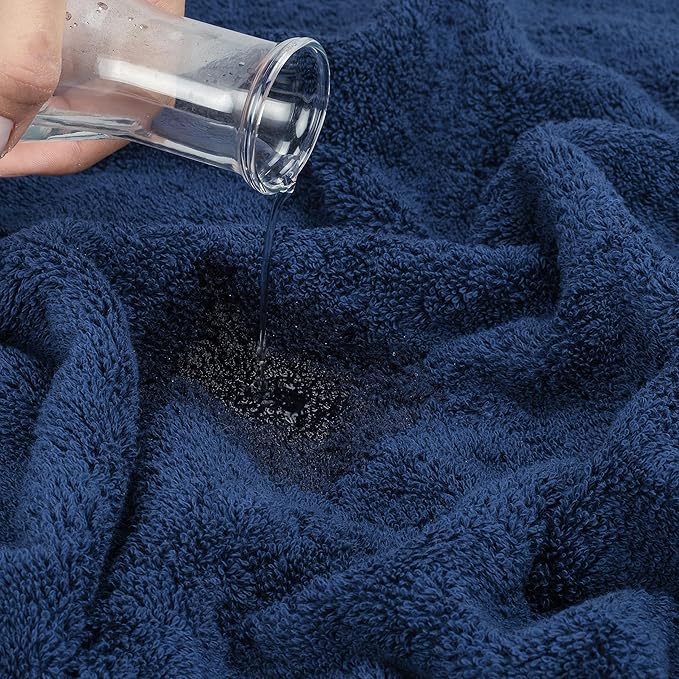 Cotton Paradise 6 Piece Towel Set 100% Cotton Soft Absorbent Turkish Towels for Bathroom 2 Bath Towels 2 Hand Towels 2 Washcloths, Navy Blue Towel Set