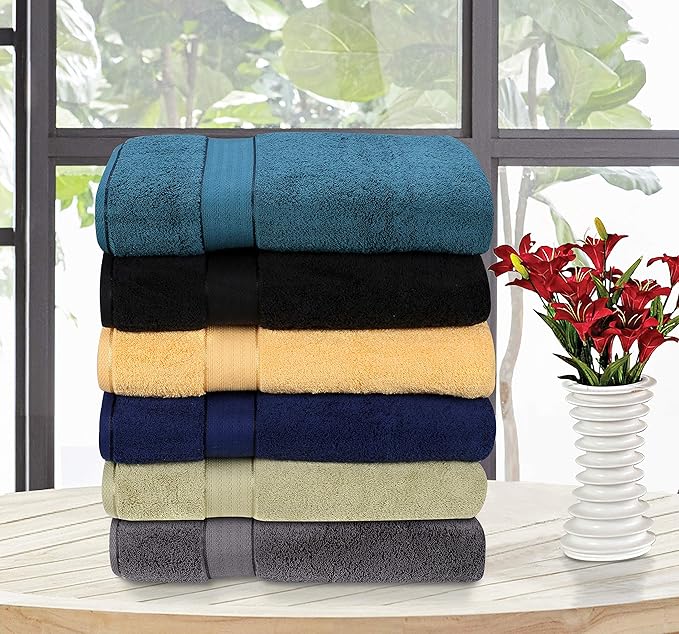 GLAMBURG 700 GSM Premium Cotton 2-Pack Oversized Extra Large Bath Sheet Set - 100% Combed Cotton - 2 Bath Sheets 35x70 - Luxury Hotel & Spa Quality - Durable Ultra Soft Highly Absorbent - Navy