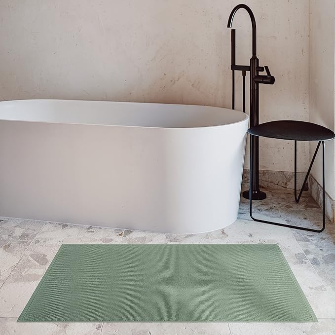 Cotton Paradise Bath Rug for Bathroom, 20x34 inch 100% Cotton Non Slip Bath Mat Rug, Soft Absorbent Machine Washable, Sage Green Bath Rug