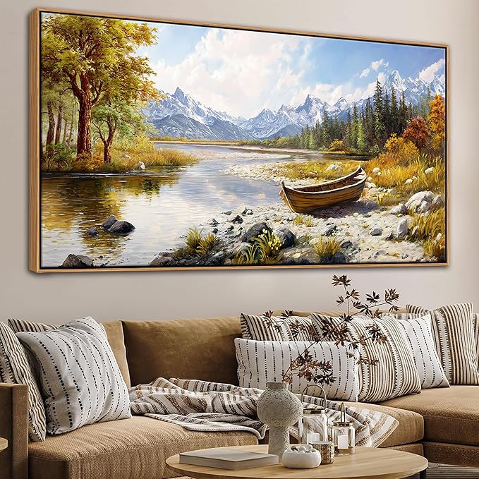 Mofutinpo Mountain Landscape Wall Art - Nature Forest Canvas Art for Living Room, Bedroom & Dining Room - Framed Paintings for Wall Decor - Large Scenic Artwork for Home 29x58IN