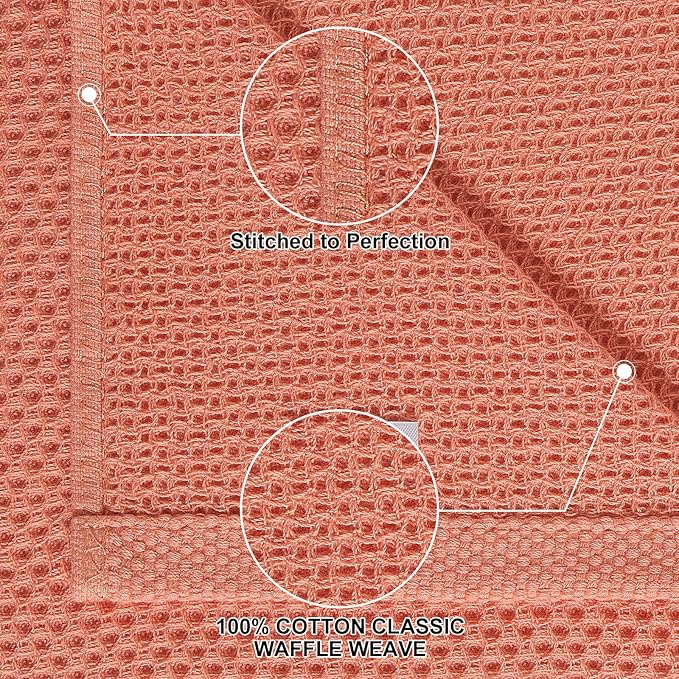 Homaxy 100% Cotton Kitchen Towels and Dishcloths Set, 12 x 12 Inches and 13 x 28 Inches, Set of 8 Bulk Kitchen Towels Set, Ultra Soft Absorbent Dish Cloths for Washing Dishes, Coral