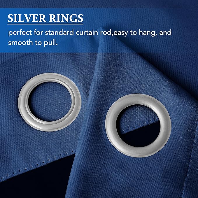 Beauoop 100% Blackout Curtains 84 Inches Long for Patio Sliding Door Blue Solid Extra Wide Room Darkening Thermal Insulated Room Divider Soundproof Grommet Window Treatment Drapes,100x84 Set of 1