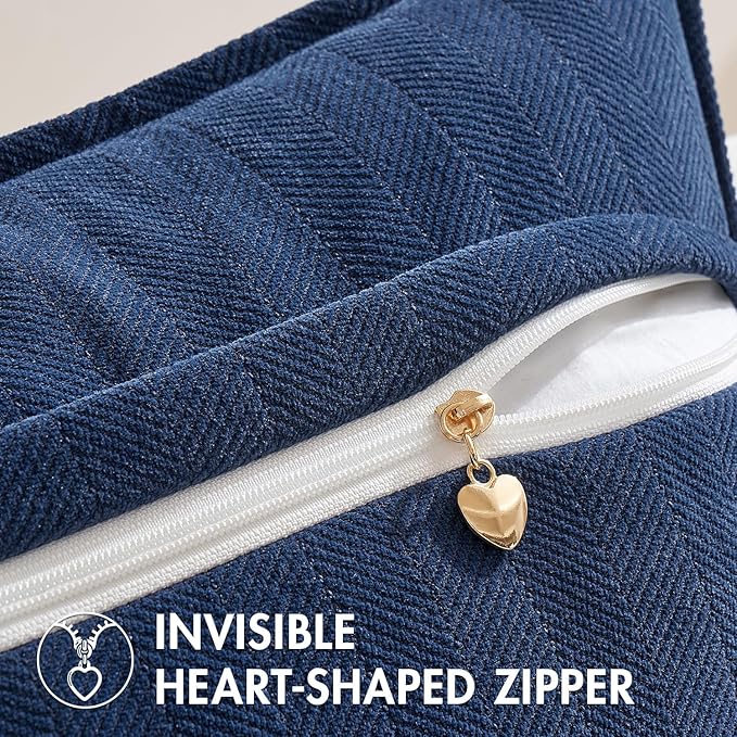 MIULEE Pack of 2 Navy Blue Decorative Pillow Covers 26x26 Inch Soft Chenille Luxurious Couch Throw Pillows Farmhouse Cushion Covers Euro Shams with Elegant Design for Sofa Bed Living Room Home Decor