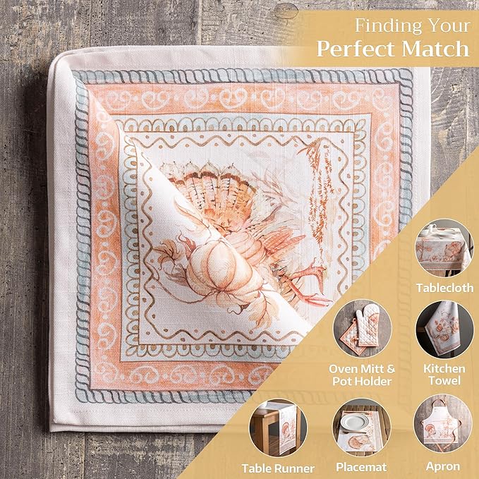 Maison d' Hermine Cloth Napkins Set of 4 100% Cotton Everyday Reusable Square Napkins Cloth Washable, Dinner, Party, Wedding, Restaurant (Giving Thanks, 20" x 20")