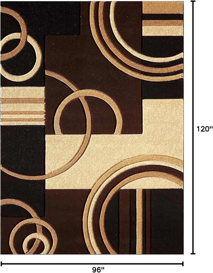 GLORY RUGS Area Rug Modern 8x10 Brown Soft Hand Carved Contemporary Floor Carpet with Premium Fluffy Texture for Indoor Living Dining Room and Bedroom Area