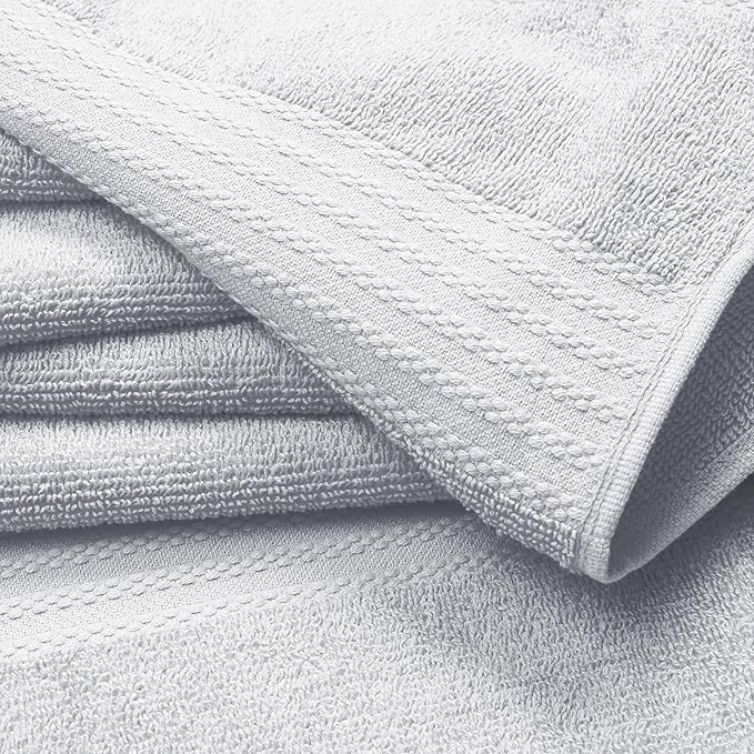 GLAMBURG Ultra Soft 6-Piece Hand Towel Set 16x28-100% Ringspun Cotton - Durable & Highly Absorbent Hand Towels - Ideal for use in Bathroom, Kitchen, Gym, Spa & General Cleaning - Light Grey