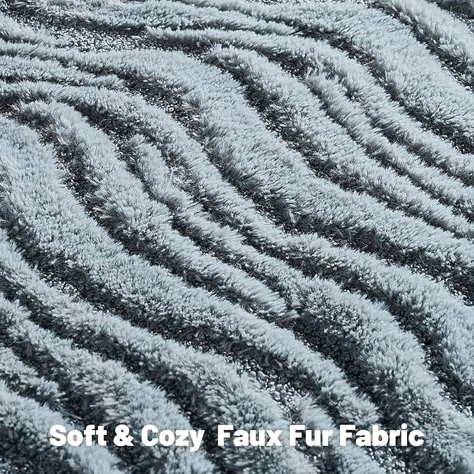 FUTEI Blue Decorative Throw Pillow Covers 18x18 Inch Set of 2,Soft Faux Fur Geometric Shapes Texture Cushion Case,Boho Home Decor for Couch Bed Living Room