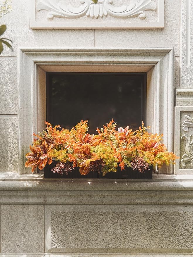 9pcs Fall Artificial Outdoor Branch with Seaweed Magnolia Leaves for Indoor Outside Hanging Plants Garden Porch Window Box Home Wedding Farmhouse Décor