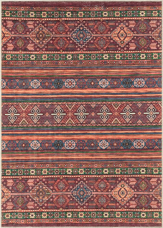 Keen Home Design 8x10 Rug - Machine Washable Area Rug with Non-Slip Backing, Ideal for Living Room, Dining Room, Bedroom - Vintage, Easy Clean, Durable, Low Pile Rug - (8' x 10')