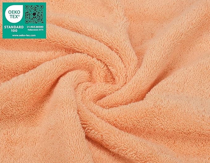 American Soft Linen Luxury Washcloths for Bathroom, 600 GSM 100% Cotton 4 Piece Turkish Wash Cloth Set, 13x13 in Soft Rags for Body and Face, Peach Washcloths