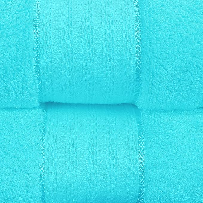 GLAMBURG 700 GSM Premium Oversized Extra Large Cotton 2 Pack Bath Sheet 35x70-100% Combed Cotton - Luxury Hotel & Spa Quality - Durable Ultra Soft Highly Absorbent - Turquoise Blue