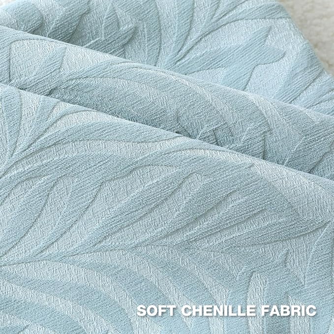 FUTEI Baby Blue Decorative Throw Pillow Covers 12x20 Inch Set of 2,Soft Chenille Phoenix Tail Leaf Textured Pillow Case,Modern Home Decor for Couch Bed Living Room