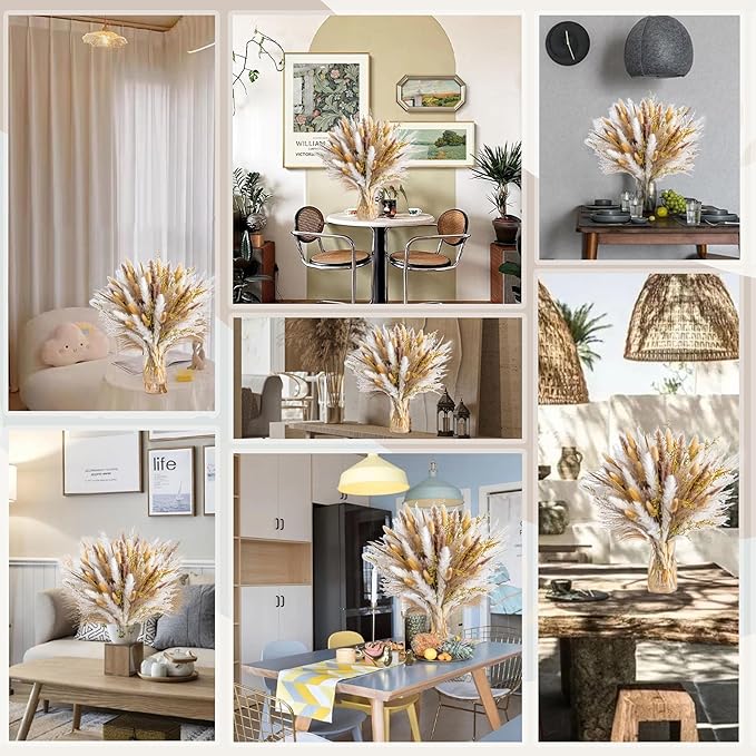 Boho Decor Bouquet - Pampas Grass and Reed Grass Decor kit Mix Dried Flower Arrangement Home Table Rustic Farmhouse Bedroom Decor