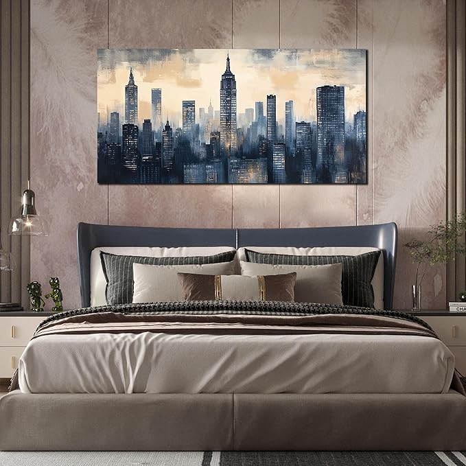 New York Art Wall Decor - Modern Canvas Wall Art Living Room - Large City Wall Art for Bedroom Size 29" x 59"
