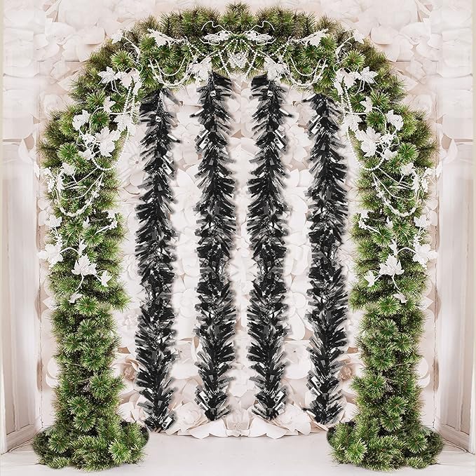 Dingion 59 Feet Christmas Tinsel Garland Metallic Twist Ornaments Hanging Glitter Xmas Garland for Christmas Tree Indoor Outdoor Decoration Party Supplies