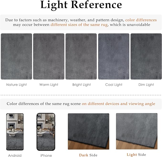 5x7 Area Rug for Living Room, Modern Grey Super Shag Shaggy Soft Washable Indoor Fuzzy Carpet Non-Slip Fluffy Rugs for Bedroom Home Aesthetic Decor