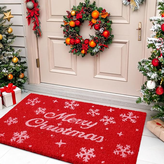 Merry Christmas Coir Door Mat – Festive Christmas Door Mat for Holiday Entryway Décor (Merry Christmas, 24'' x 36'')