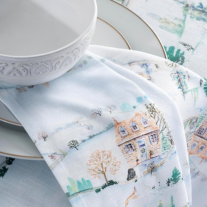 Maison d' Hermine Cloth Napkins Set of 4 100% Cotton Everyday Reusable Square Napkins Cloth Washable, Dinner, Party, Wedding, Restaurant (Snowy World, 20" x 20")