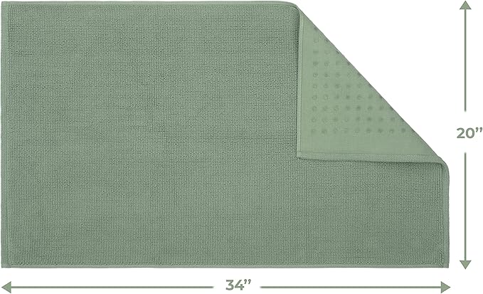 Cotton Paradise Bath Rug for Bathroom, 20x34 inch 100% Cotton Non Slip Bath Mat Rug, Soft Absorbent Machine Washable, Sage Green Bath Rug