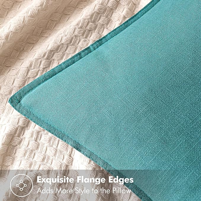 MIULEE Decorative Linen Pillow Covers 20x20 Inch Turquoise Boho Farmhouse Neutral Couch Throw Pillows for Bed Pack of 2 Accent Coastal Modern Pillowcase Summer Sofa Livingroom Home Decor