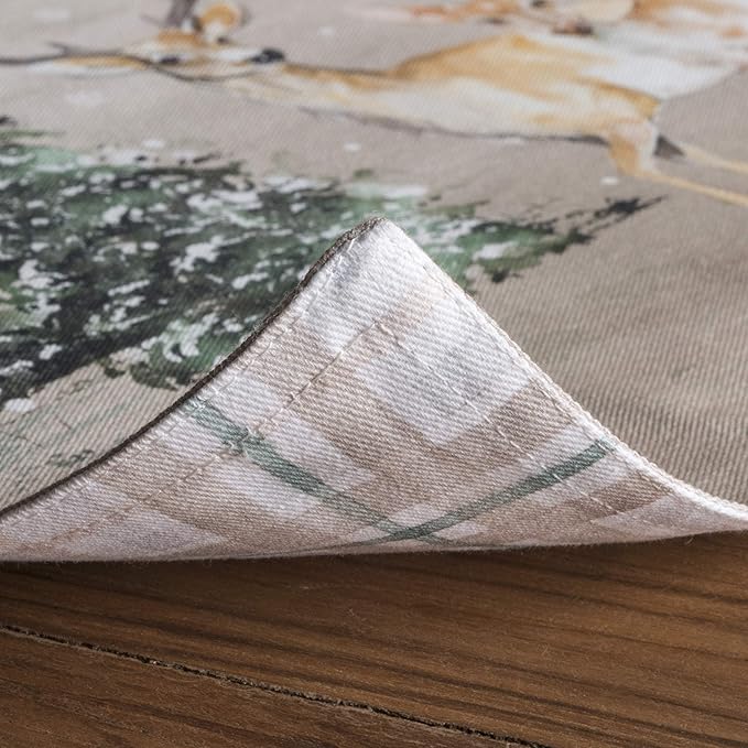 Maison d' Hermine Placemats Set of 4 100% Cotton Washable Cloth Place Mats, Reusable Table Mats for Kitchen Dining Decoration, Party, Wedding, Restaurant (Deer in The Woods, 13" x 19")