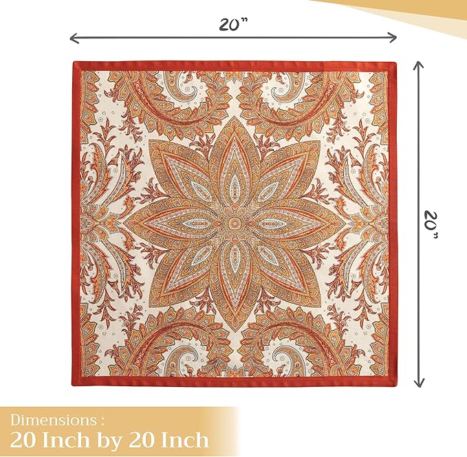 Maison d' Hermine Cloth Napkins Set of 4 100% Cotton Everyday Reusable Square Napkins Cloth Washable, Dinner, Party, Wedding, Restaurant (Kashmir Paisley, 20" x 20")