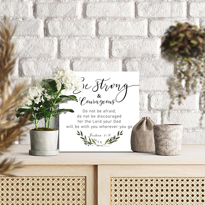 Christian Gifts, ‘Be Strong & Courageous’ Wooden Box Sign Decor, Birthday, Thanksgiving, Christmas Gifts, Christian Decorations, Christian Home Décor Gifts for Family, Friends, etc.(056)