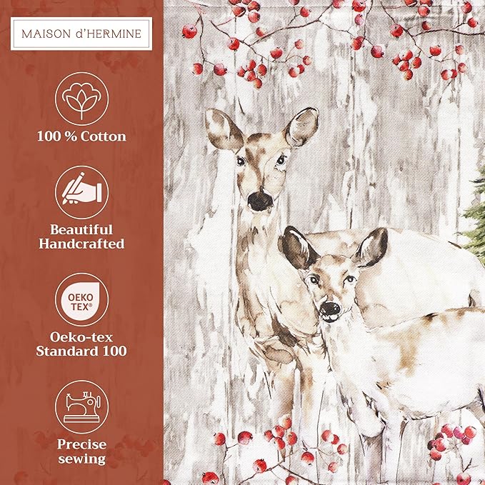 Maison d' Hermine Placemats Set of 4 100% Cotton Washable Cloth Place Mats, Reusable Table Mats for Kitchen Dining Decoration, Party, Wedding, Restaurant (Mountain Life, 13" x 19")